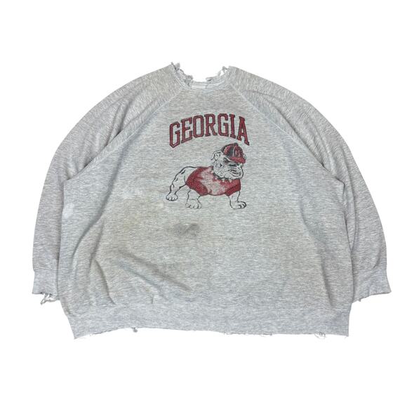 Vintage 80s Georgia Bulldogs Raglan Sleeve Crewneck Sweatshirt Men's 2XL - Picture 1 of 12